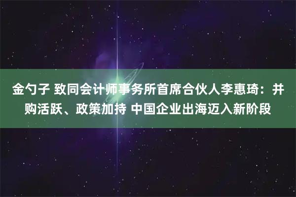 金勺子 致同会计师事务所首席合伙人李惠琦：并购活跃、政策加持 中国企业出海迈入新阶段