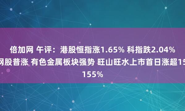 倍加网 午评：港股恒指涨1.65% 科指跌2.04% 科网股普涨 有色金属板块强势 旺山旺水上市首日涨超155%