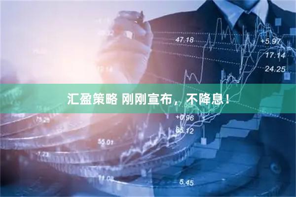 汇盈策略 刚刚宣布，不降息！